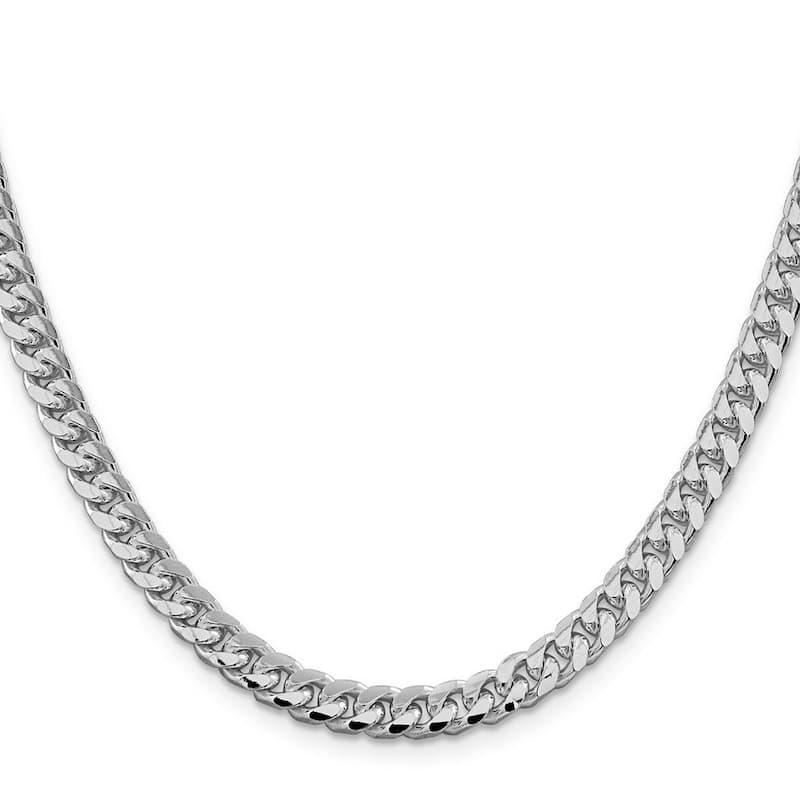 Curata 925 Sterling Silver Rhodium 6mm Domed Curb Chain Necklace for Men