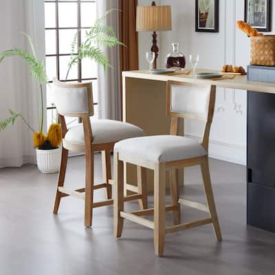 Wina Rubberwood 26.5-inch Counter Height Stools with Fabric Cushion (set of 2) by Christopher Knight Home - N/A