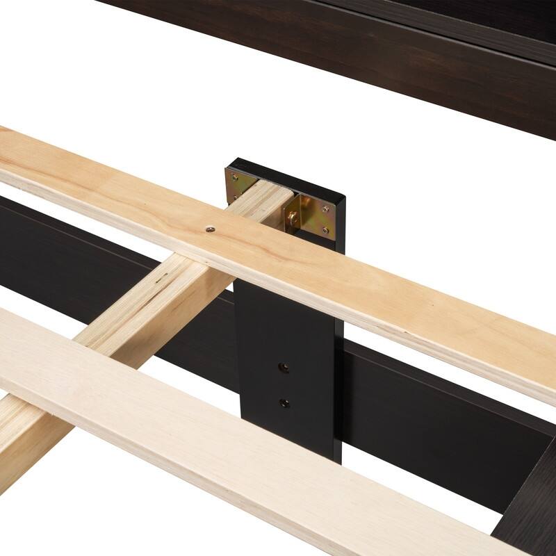 Full Bed with Bookcase Headboard Under bed Storage Drawers and Bed End Storage Case