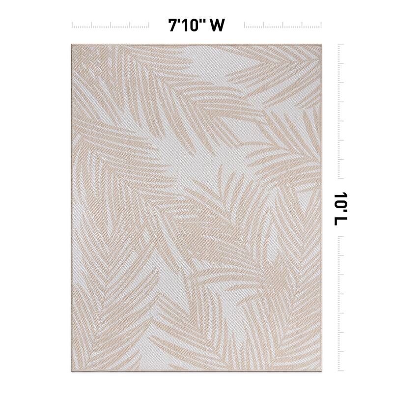 World Rug Gallery Contemporary Distressed Leaves Textured Flat Weave Indoor/Outdoor Area Rug