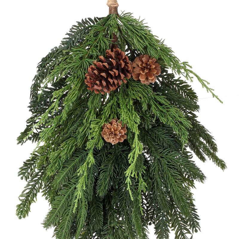 24" Real Touch Cedar Spruce Cone Teardrop - Green