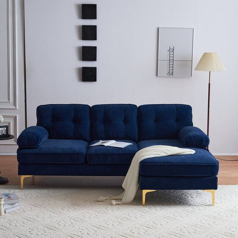 L-Shaped 3-Seat Indoor Modular Sofa - Blue