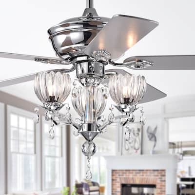 Silver Orchid Laurel 52-inch 3-light Chrome Ceiling Fan