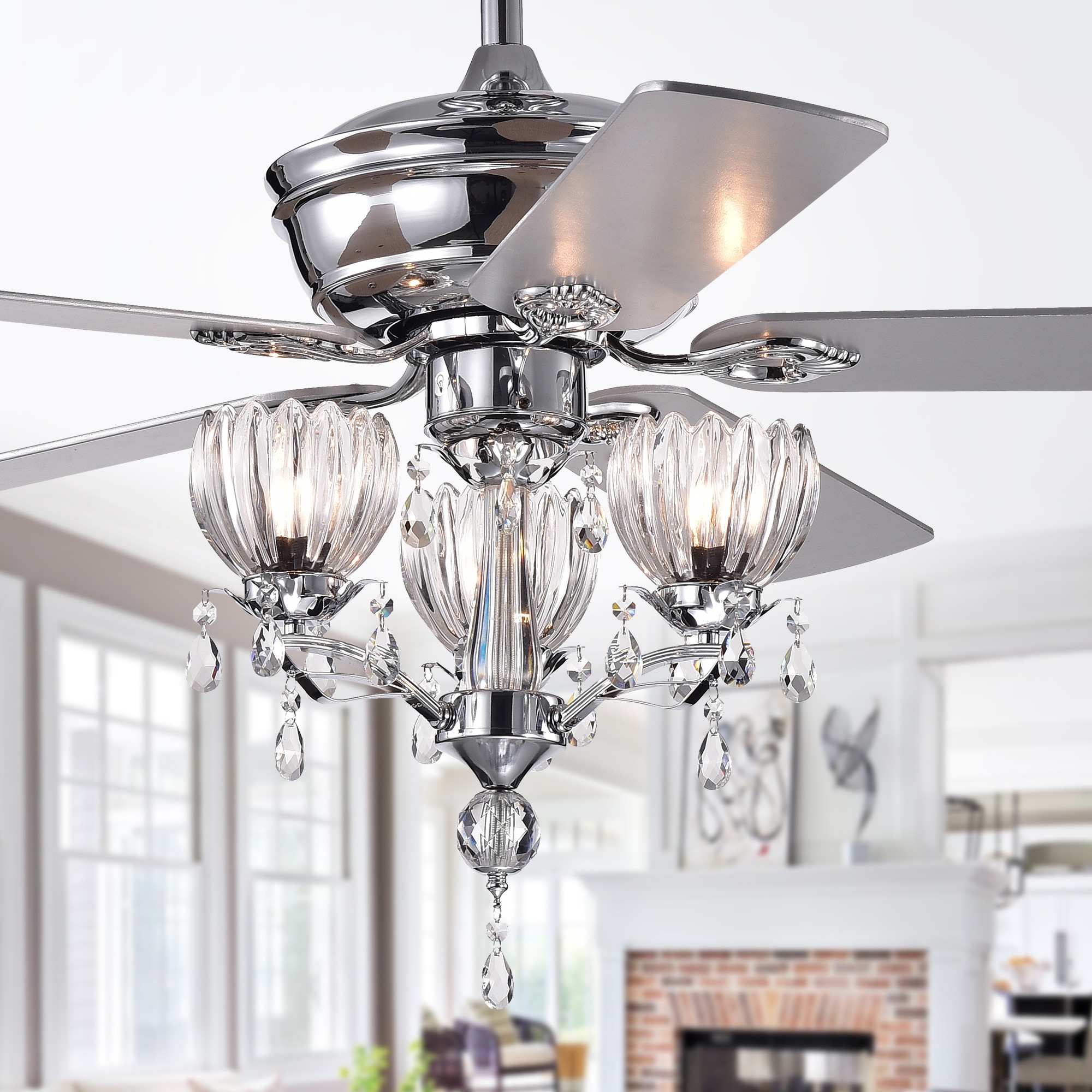 Warehouse of Tiffany Laurel 52-inch 3-light Chrome Ceiling Fan