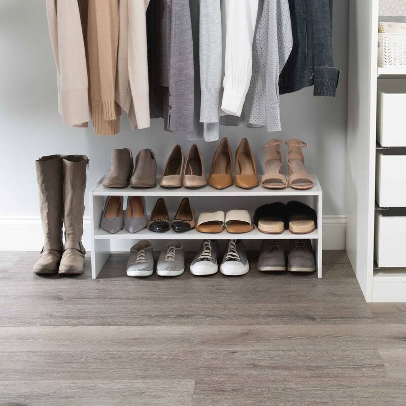 Organize It All 2 Shelf Stackable Shoe Rack in White