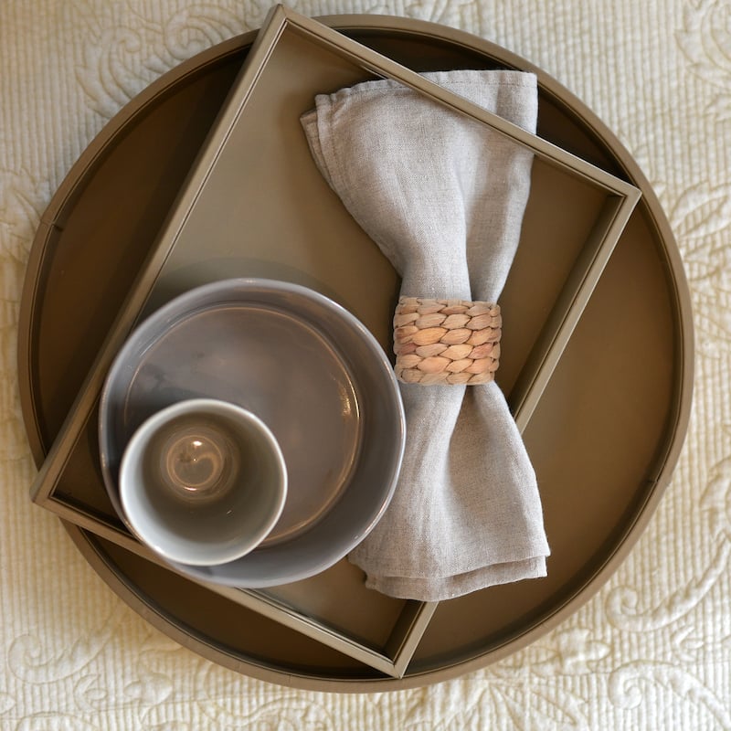 6pcs Rattan Napkin Rings Woven Round Napkin Rings for Dining Brown(15cm Long)