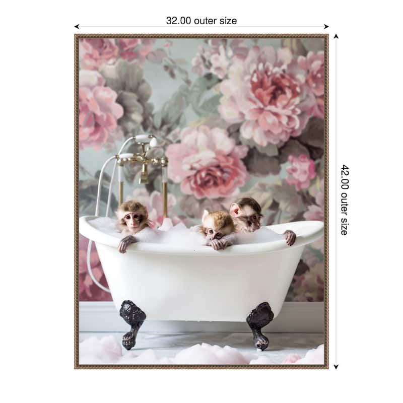 Blossom Bath by Niky Rahner Framed Canvas Wall Art - 32 x 42 in