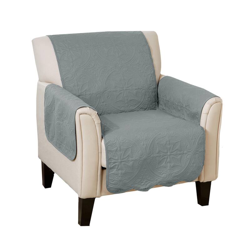 Reversible Chair Cover Quilted Pet Furniture Protector Slipcover - Mirage Gray / Flax