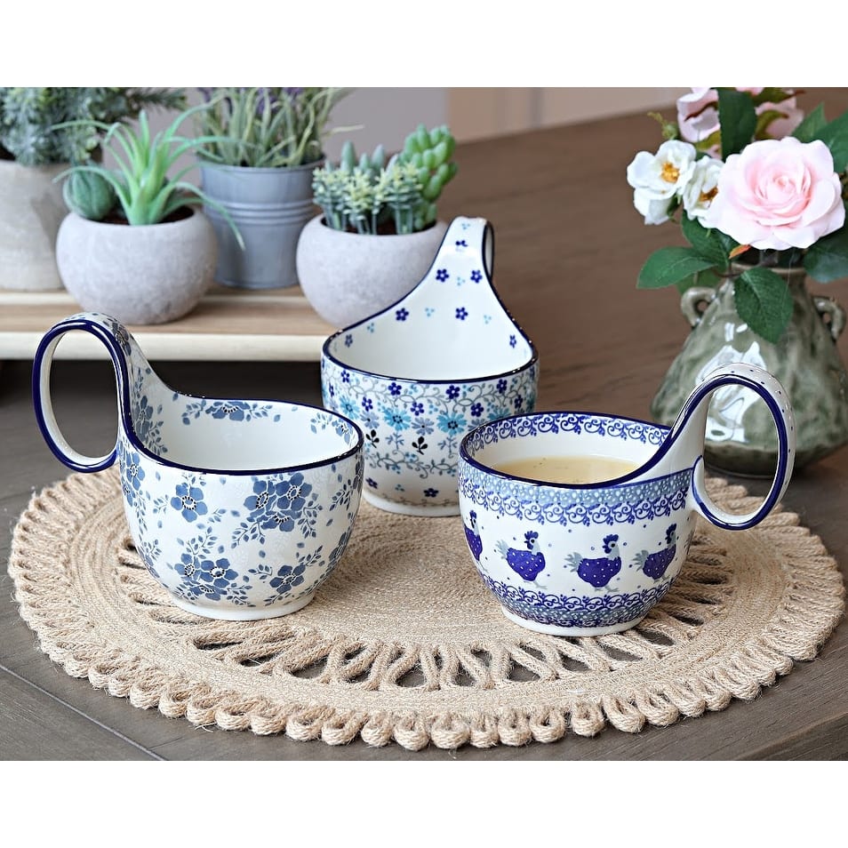 Blue Rose Polish Pottery 845 Ceramika Artystyczna Soup Mug