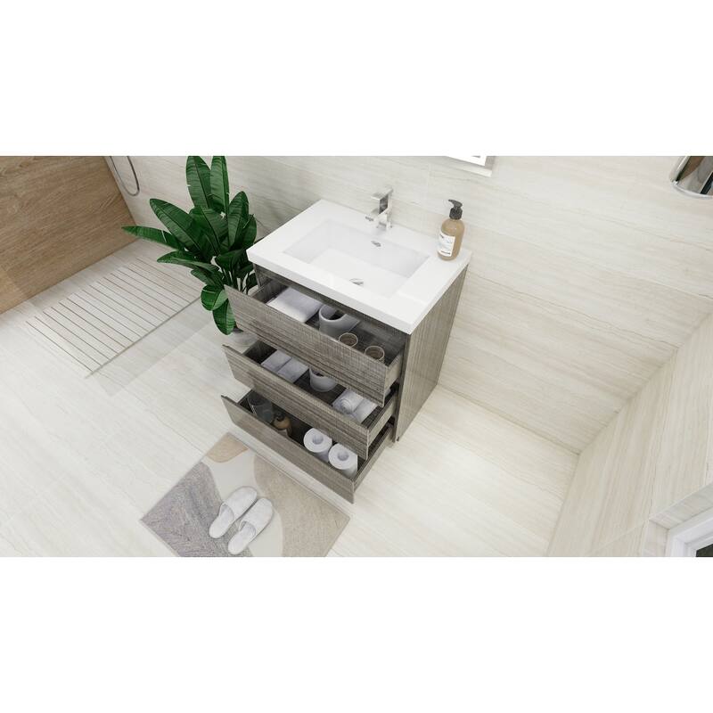 Aron 30'' Freestanding Vanity with Reinforced Acrylic Sink