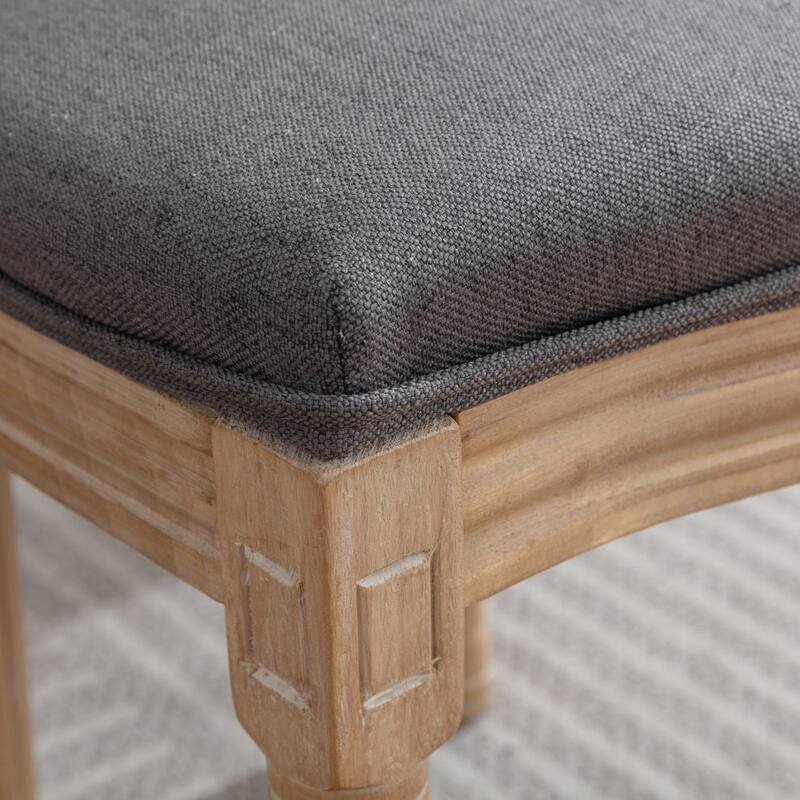 Dark Gray French Dining Chair Fabric Dining Table Chair Set of 2