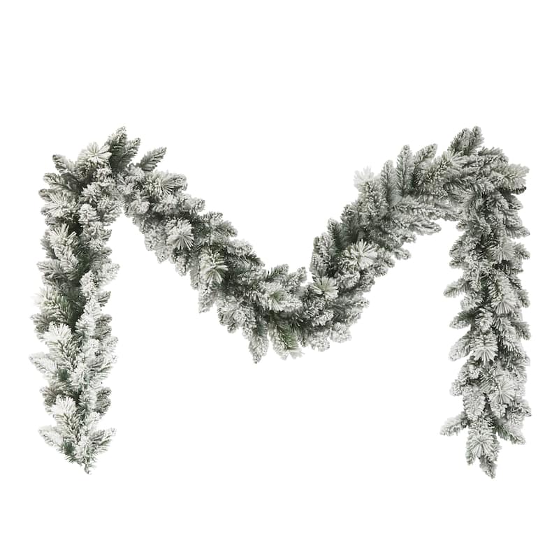 Puleo International 9' Flocked Spruce Garland