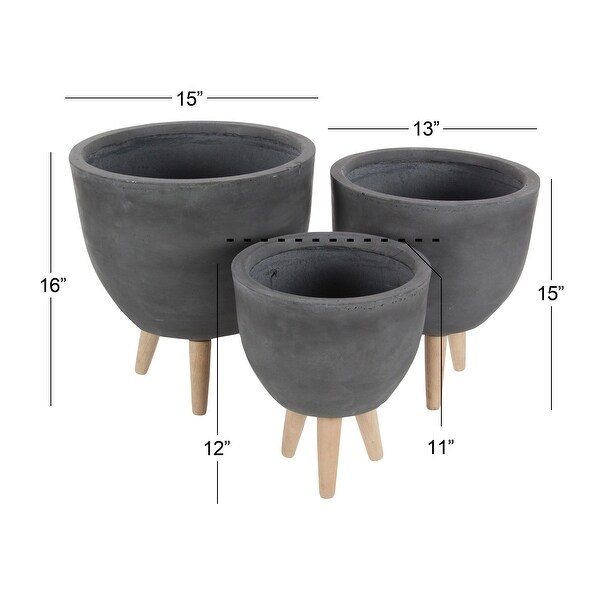 Fiber clay Contemporary Planter (Set of 3) - 15 x 15 x 16Round