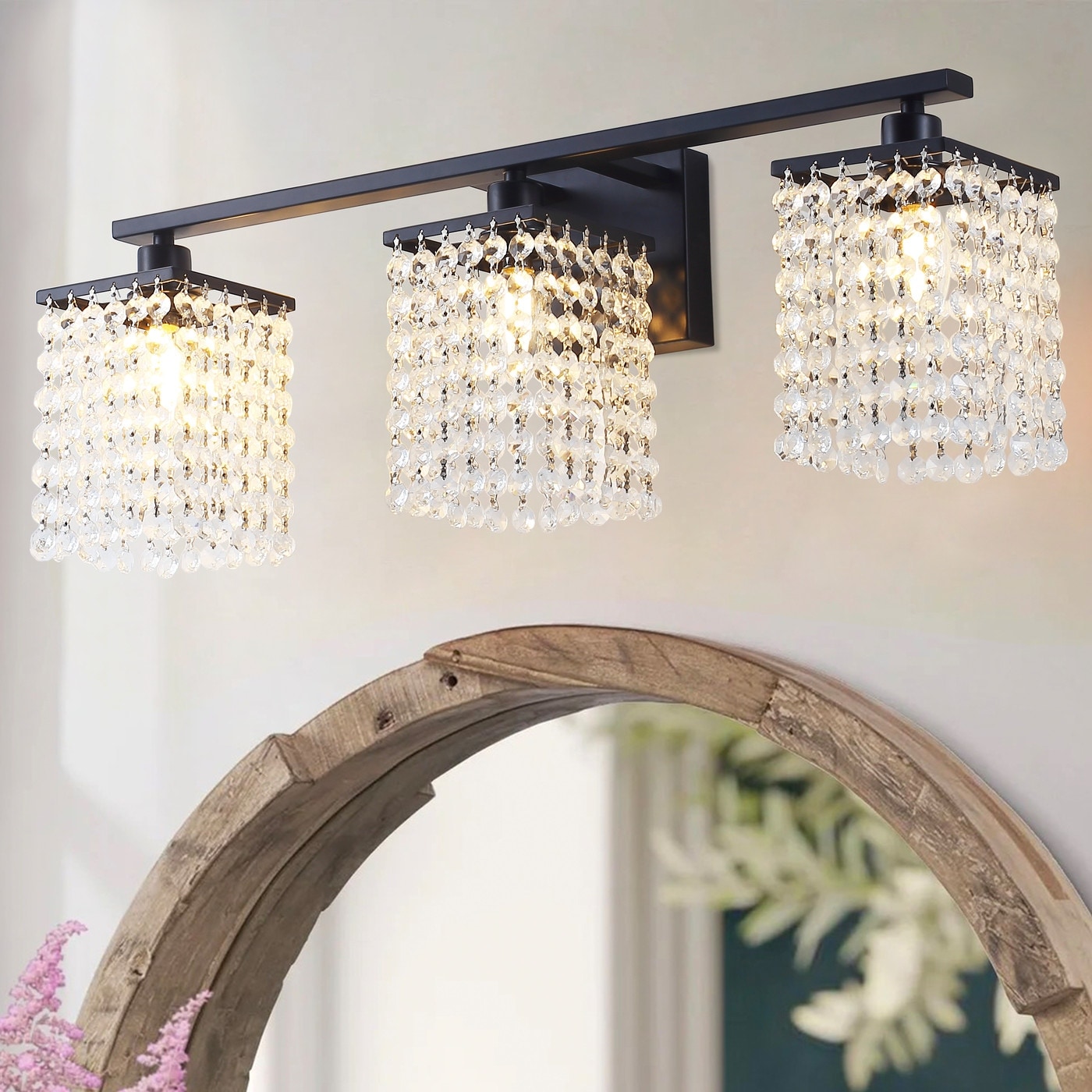 Black crystal vanity light hot sale
