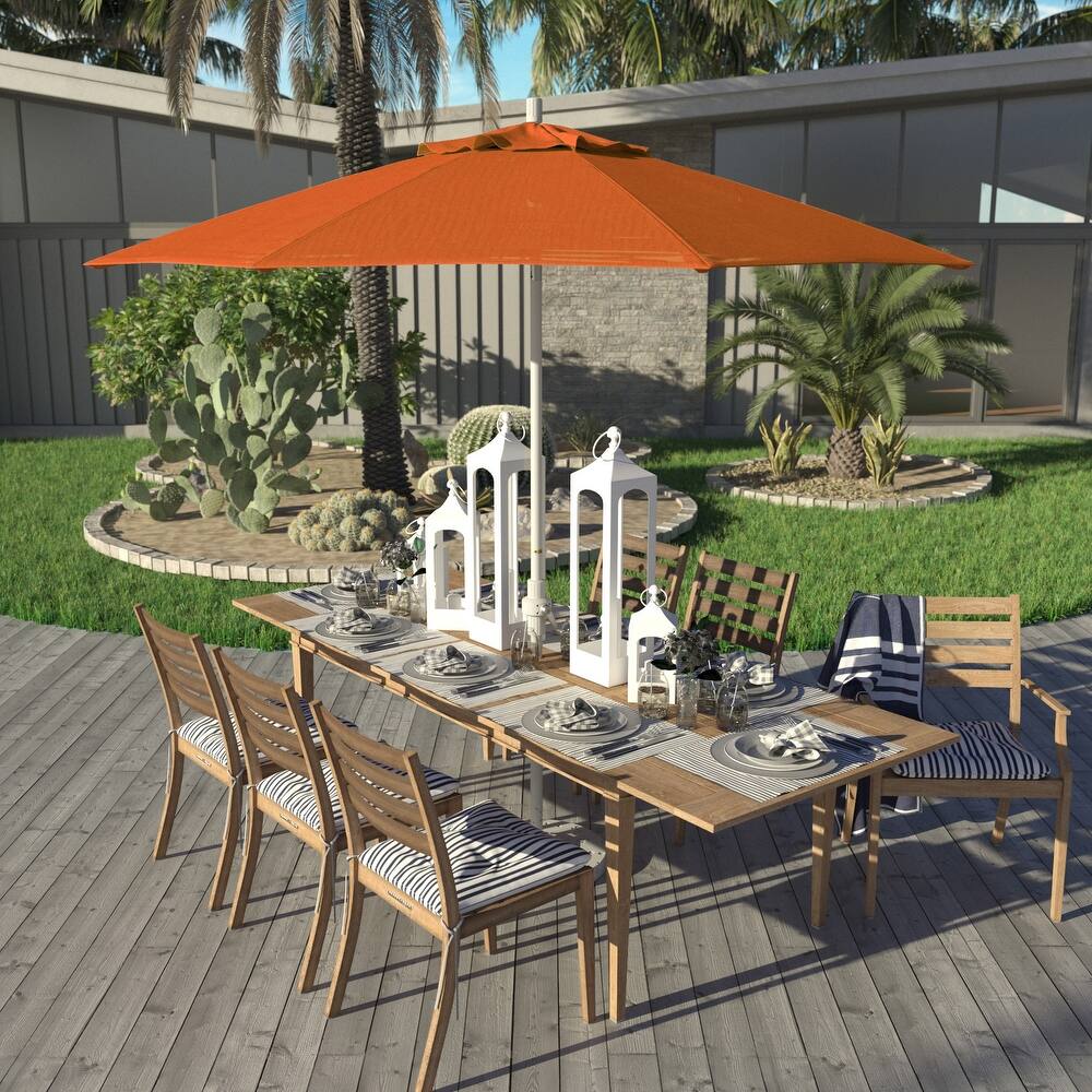 California Umbrella 9' Rd Golden State Series Patio Umbrella White Aluminum Frame Crank Lift Collar Tilt Sunbrella
