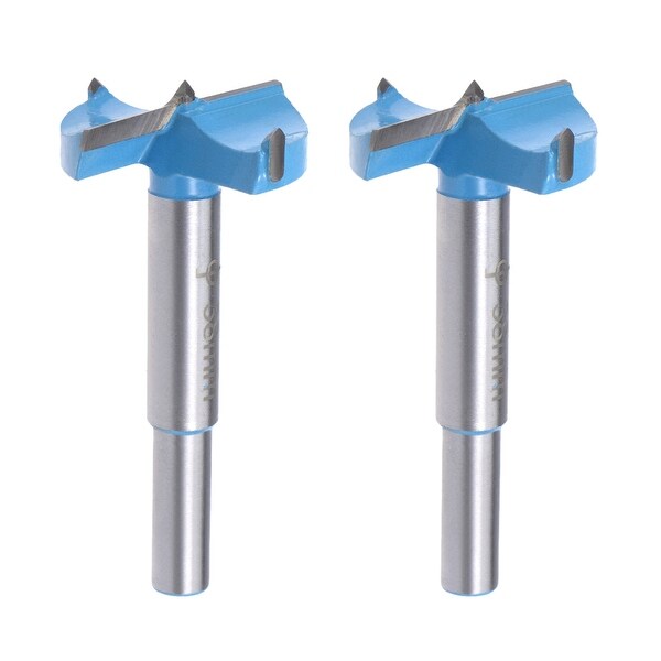 Forstner Wood Boring Drill Bit 38mm Dia Hole Saw Carbide Tip Round Shank 2pcs - Blue - 38mm 2pcs