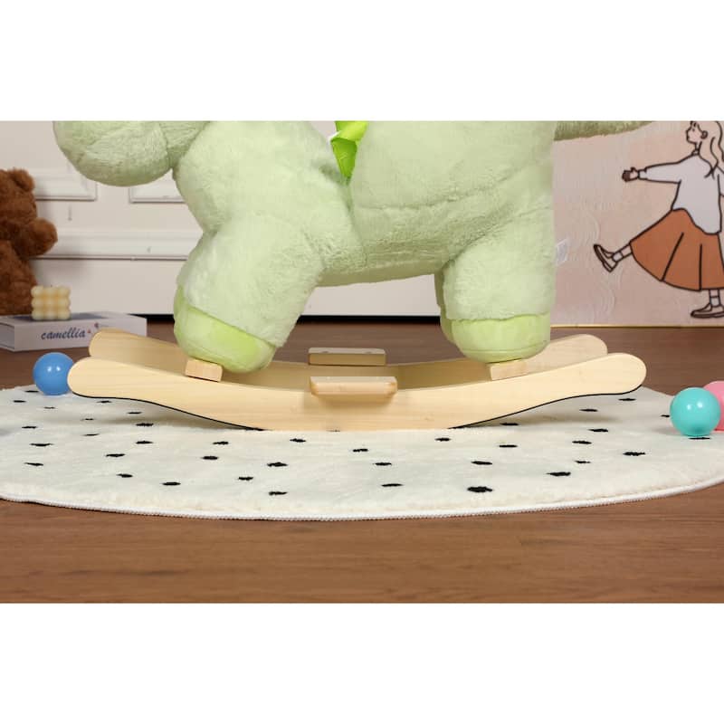 Kids Ride-On Rocking Horse Toy with Lullaby Song, Rocking Toy with Hand Puppets & Safety Belt