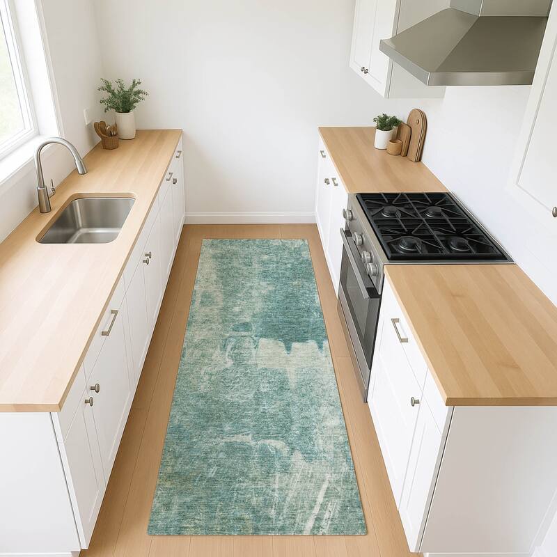 Machine Washable Indoor/ Outdoor Abstract Modern Chantille Rug