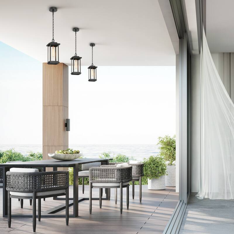 Modern Farmhouse Black 1-light Patio Outdoor Wall Sconce - L6.7"X W9.1" X H11.8"