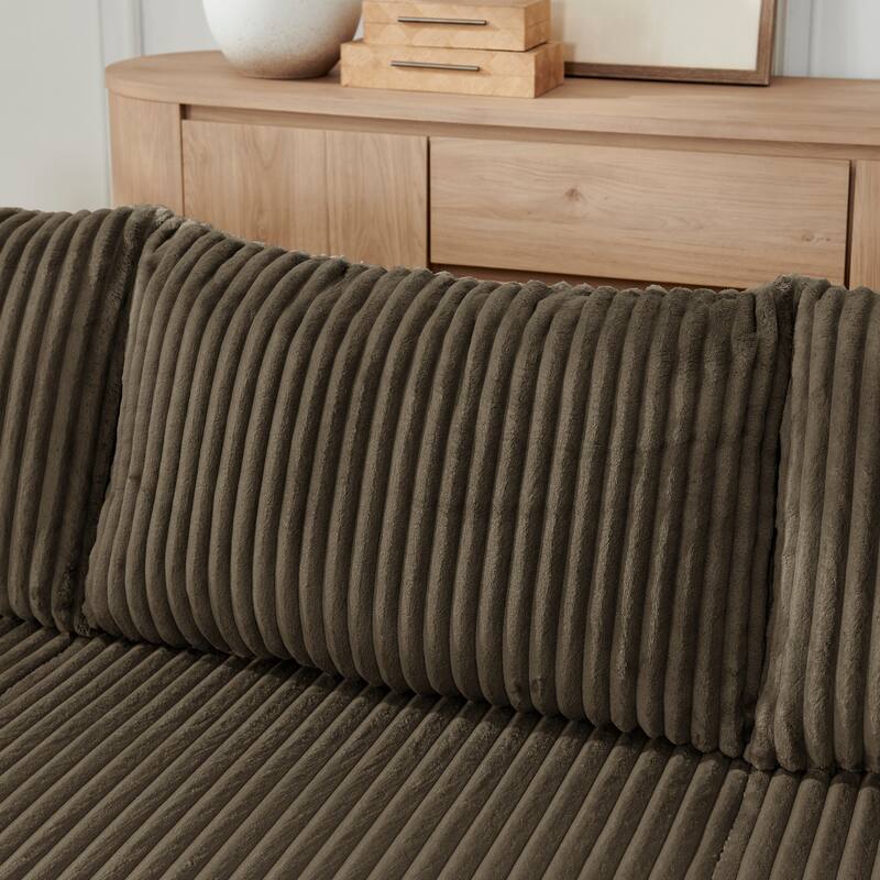 Compact Modular Sectional Sofa, Compressed Corduroy Cloud Couch, No Assembly Space Saving Sofa for Apartment