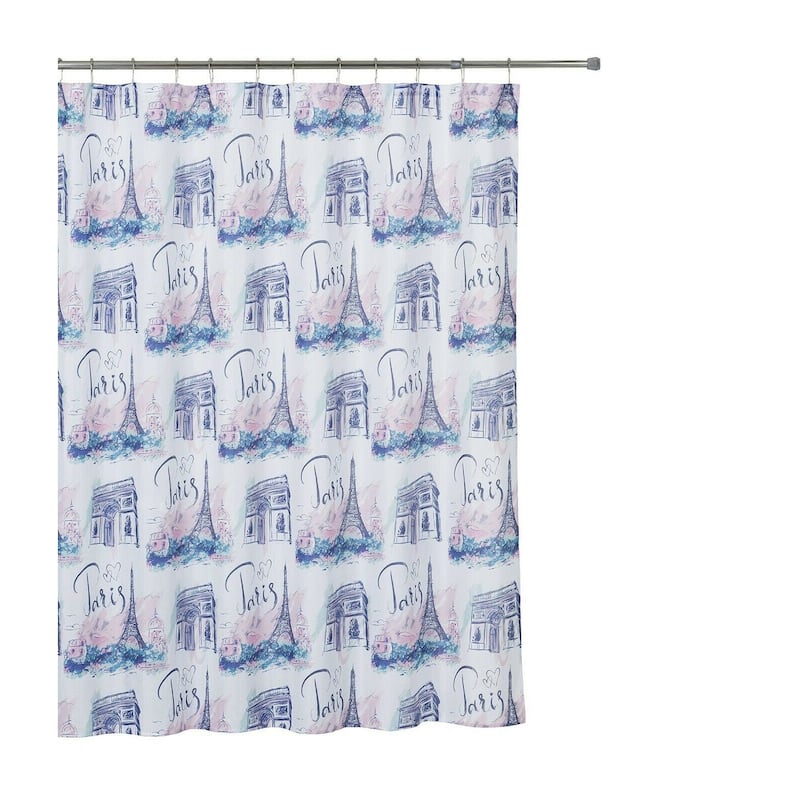 Printed Canvas Shower Curtain Polyester Bathroom Decor Beautiful Colorful Design 70" x 70"