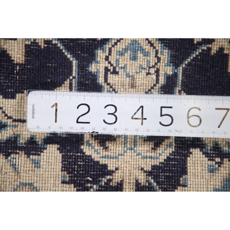 Blue Traditional Nain Persian Vintage Area Rug Handmade Wool Carpet - 1'9"x 2'10"