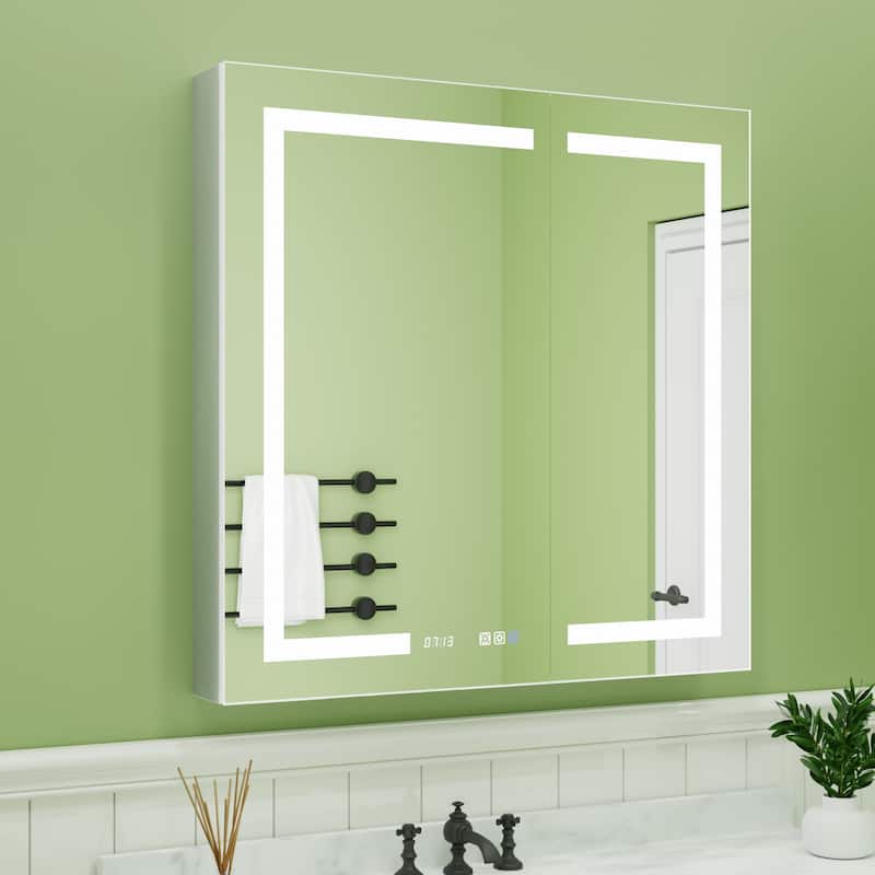ExBrite LED Lighted Bathroom Medicine Cabinet with Mirror, Recessed or Surface - 36" x 36"
