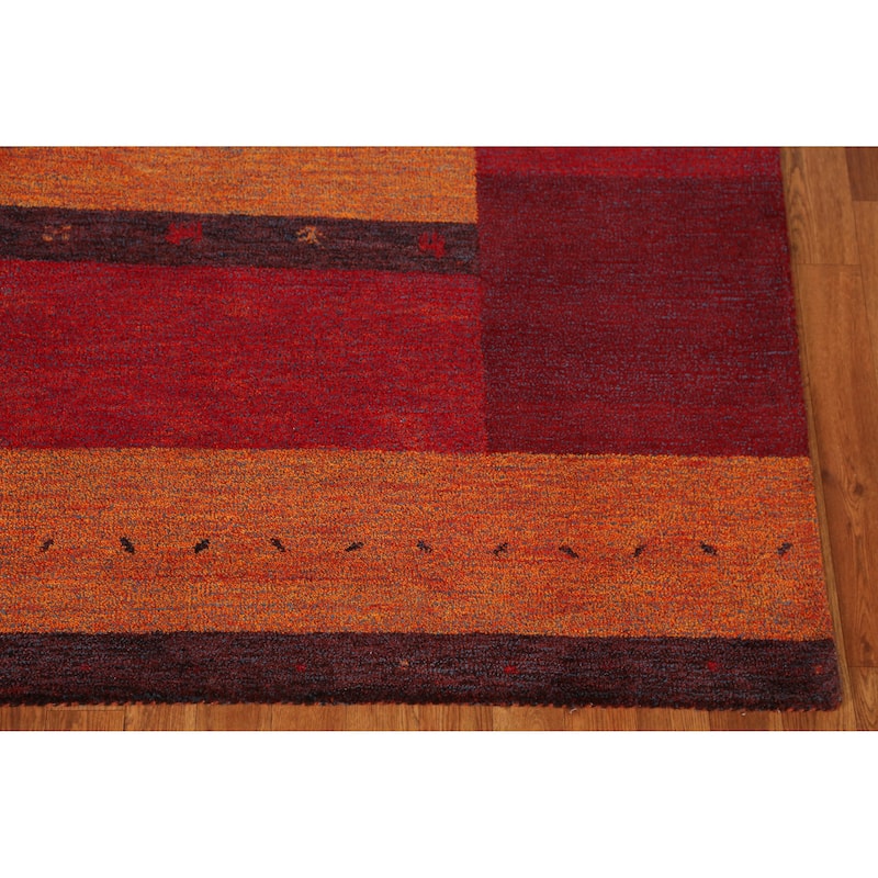 Geometric Gabbeh Indian Area Rug Hand-Tufted Multi-Color Wool Carpet - 5'3" x 7'7"