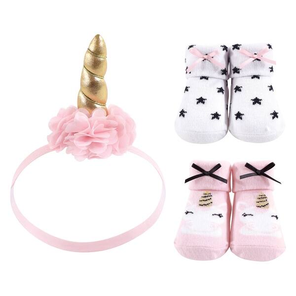 slide 1 of 1, Hudson Baby Infant Girl Headband and Socks Giftset 3pc, Gold Unicorn, One Size - Gold Unicorn 6-Pack Gold Unicorn 6-Pack - One Size