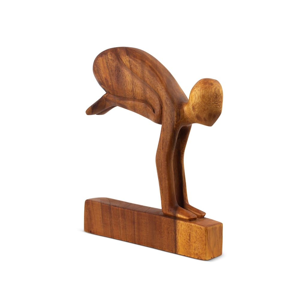 10" Wooden Handmade Abstract Sculpture Statue Handcrafted "Jumping Man" Art Home Decor Figurine Accent Decoration Hand Carved