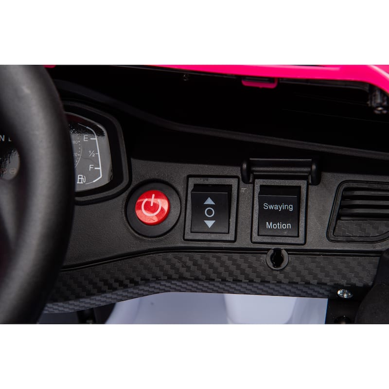Dual Drive 12V Electric Ride-On Car with Openable Doors, Music, LED Lights, and Adjustable Speed for Kids Outdoor Fun