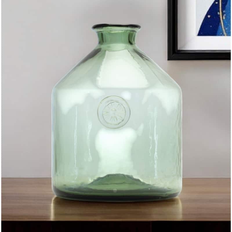 Sage Green Glass Table Vase for Living Room Display Decor