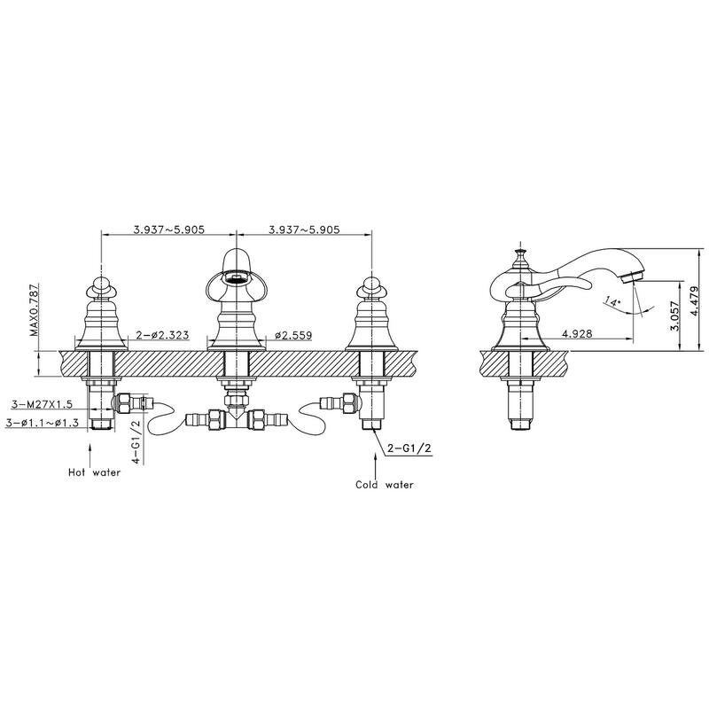 17.5in. W Above Counter White Vessel Set For 3H8in. Center Faucet