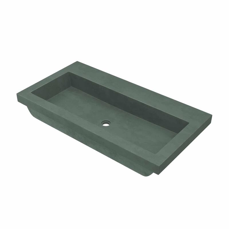 36" NativeStone Trough Drop-in Rectangular Bathroom Sink - 36" x 19" x 5" - Forest - No Faucet Hole
