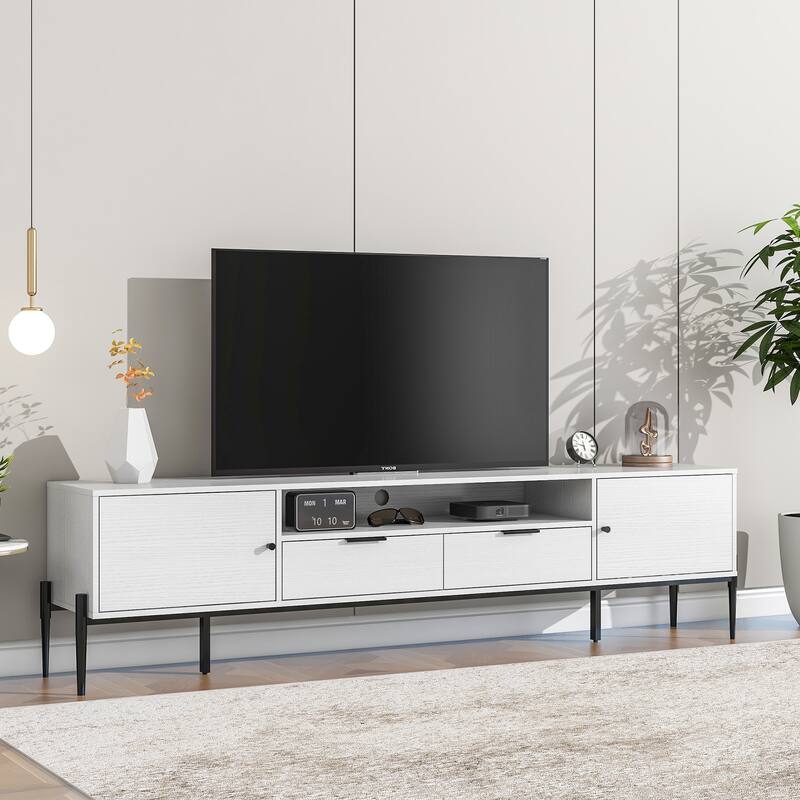White and Gold Storage Cabinet with 2 Doors, Buffet Sideboard Cabinet, Kitchen Buffet Cabinet with Storage Sideboard Buffet