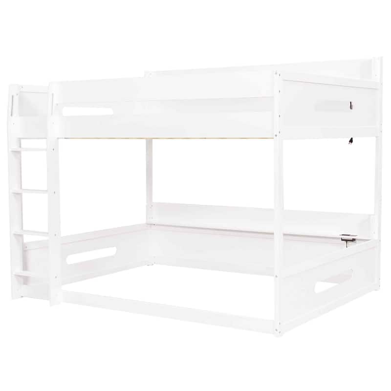 Queen over Queen Bunk Bed with Storage Shelves & USB Ports by Harper&Bright Designs
