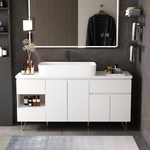 Luxury White and Gold Bathroom Vanity Set for Modern Bathrooms