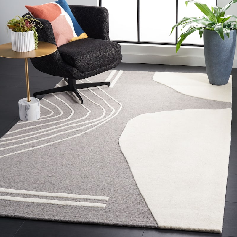 SAFAVIEH Handmade Rodeo Drive Vutka Mid-Century Modern Wool Rug - 6' x 9' - Grey/Ivory - Rectangle