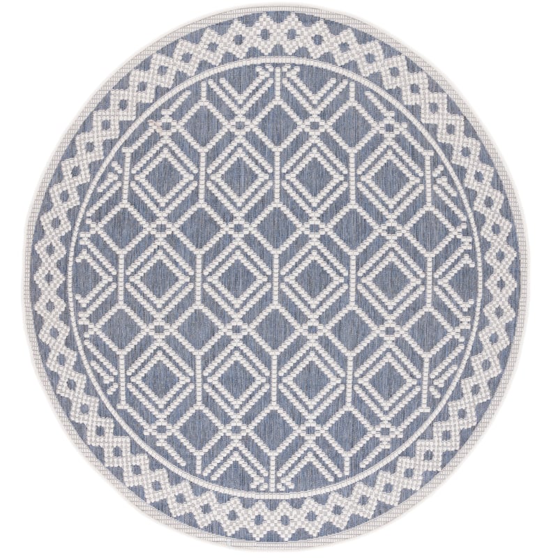 Martha Stewart by SAFAVIEH Washable Fulden Indoor/ Outdoor Waterproof Rug - 6'7" Round - Grey/Ivory