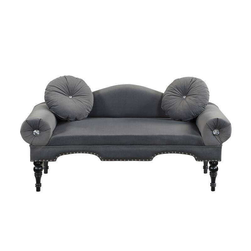 Modern Velvet Upholstered Sofa, Tufted Rolled Arm Accent Bedside Couch