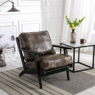 Mid-century PU leather accent chair