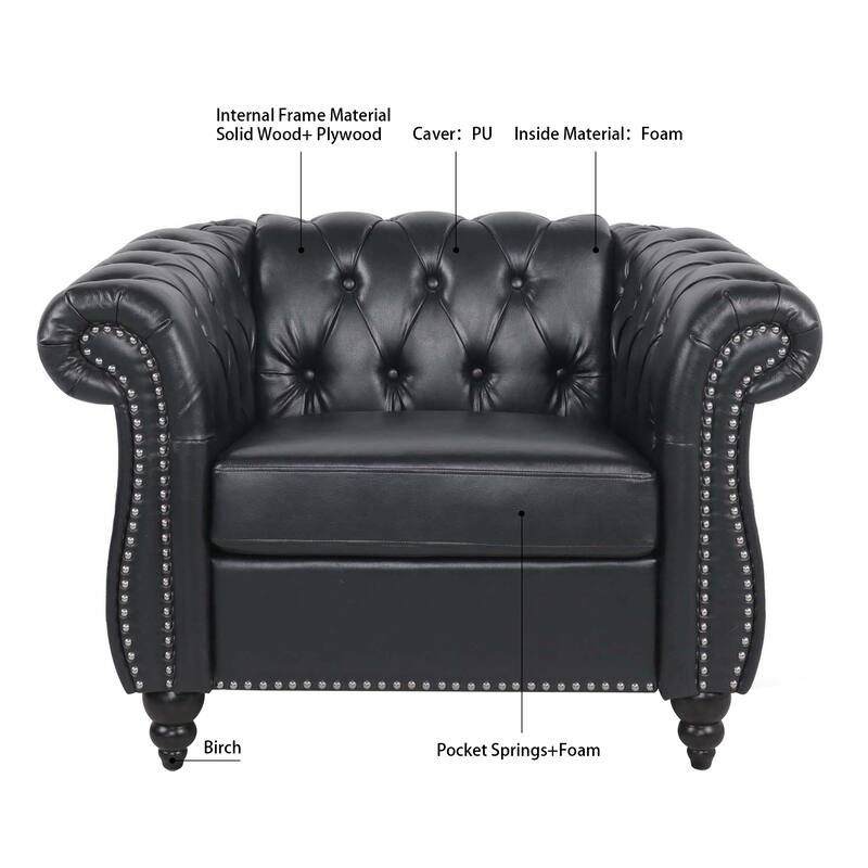 HCHAIRH Tufted Rolled Arm Seater Sofa Chair For Living Room