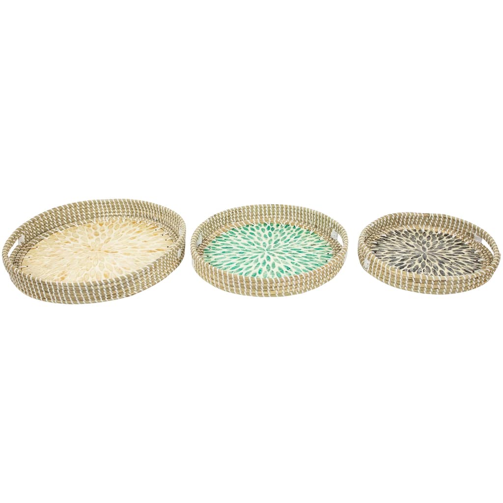 Seagrass and Capiz Display Trays - 15.75" - Set of 3