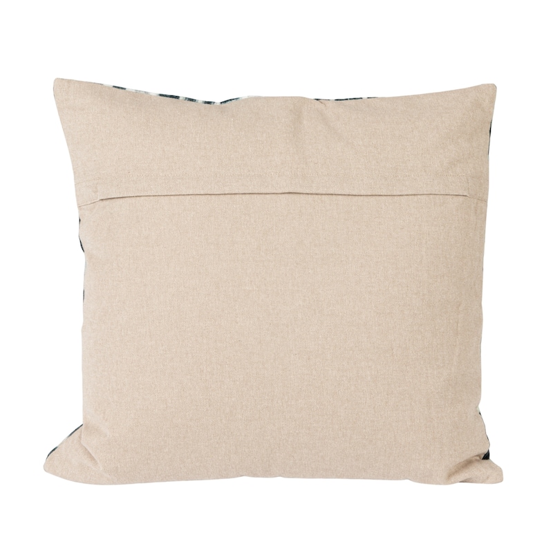 Cotton Velvet Ikat Printed Lumbar Pillow with Tassels and Chambray Back