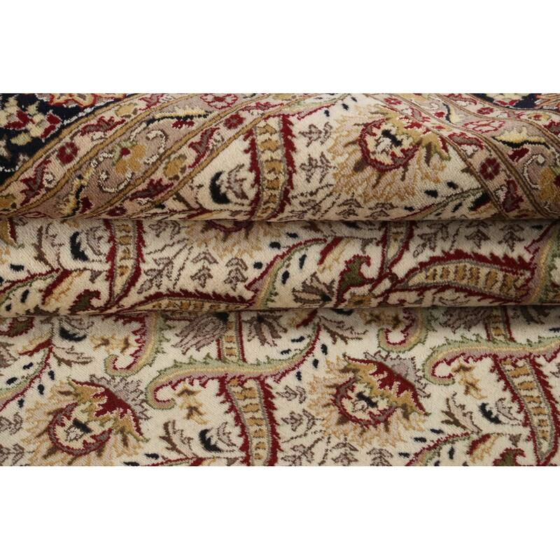Vegetable Dye Floral Oriental Kashan Wool/ Silk Area Rug Hand-knotted - 8'1" x 10'8"