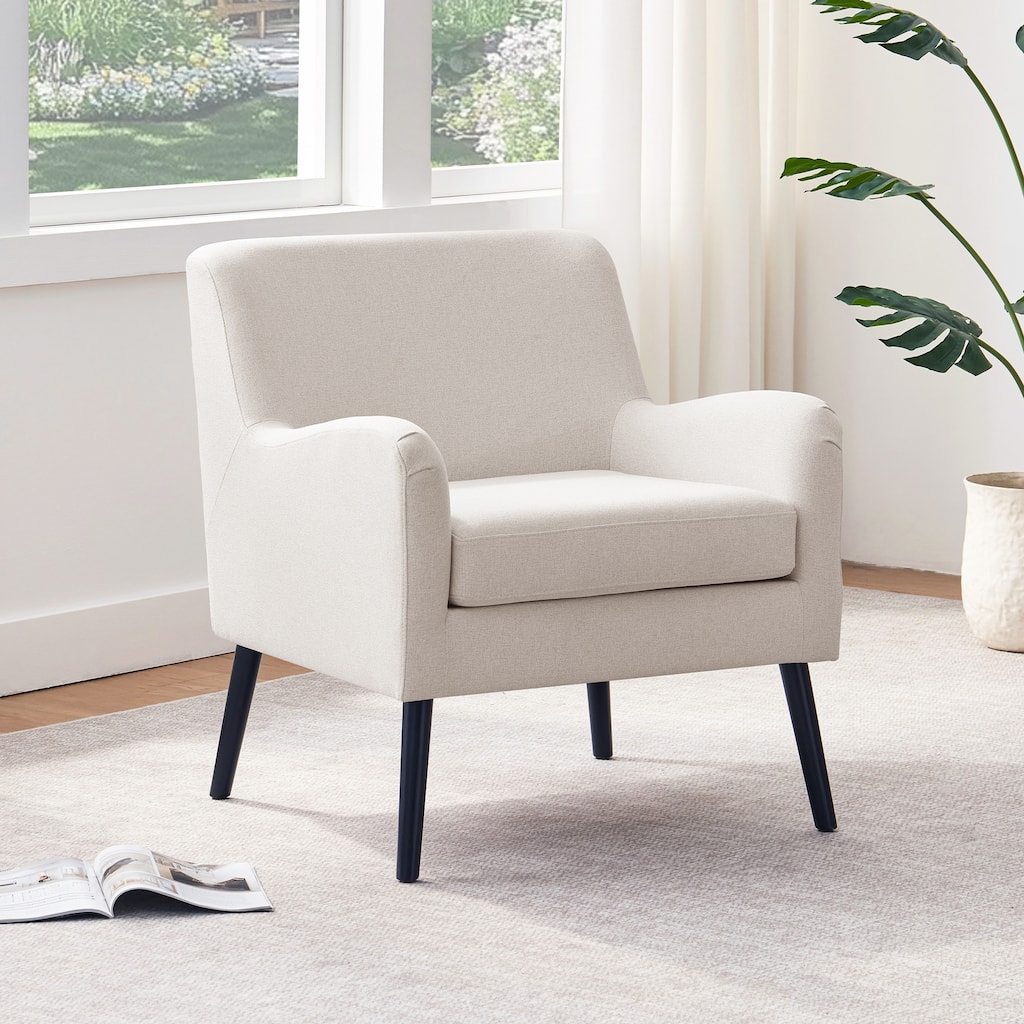 Modern Upholstered Accent Chair for Living Room Fabric Lounge Chair with soild leg