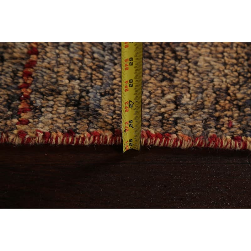 Geometric Checkered Moroccan Oriental Runner Rug Handmade Wool Carpet - 1'10" x 17'3"