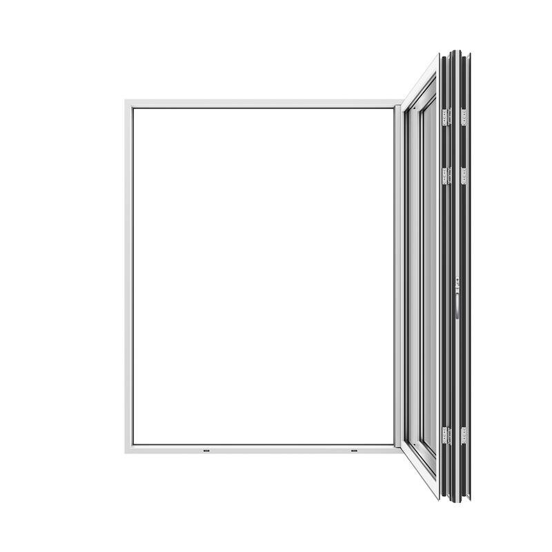 KaMic Elite-Fold 72" x 80" 2-Panel Aluminum Folding Door in White with Hidden Hinges & Rollers, Folded Out From Left To Right
