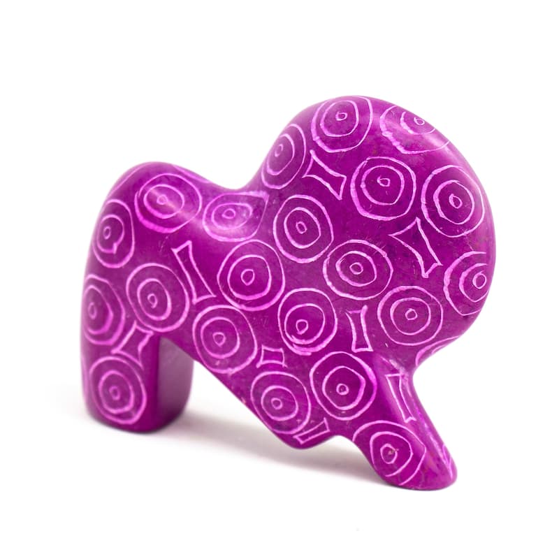 Small Soapstone Lion Figurine - Set of 3, Fuchsia