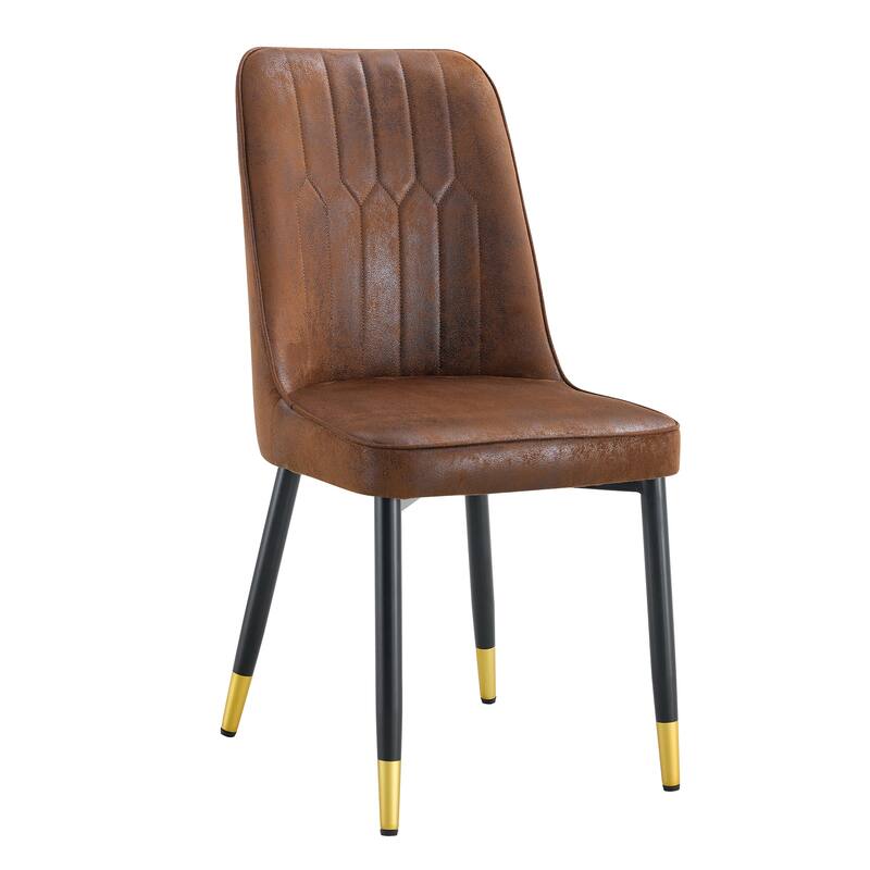 Modern 4 Piece PU Leather Dining Chairs with Thick Cushions, Metal Legs for Dining Room Kitchen Bedroom Living Room